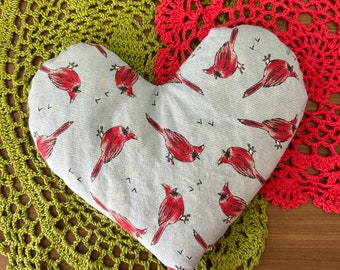 Have a Heart Hot/Cold pack - 100% cotton fabric, microwavable, sore muscle/headache relief, first aid, relaxation, spa, boo boo, cardinal