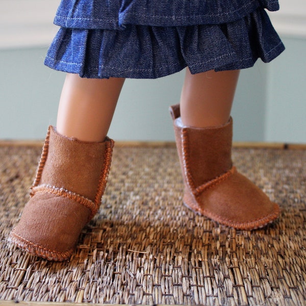 Sasha Doll Sherpa-lined Brown Suede Boots, 16" doll shoes, A Girl for All Time, AGFAT Ugg-ly boots