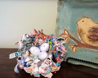 Upcycled Fabric Nest - Home Decor - Nature - Bird Lover - Spring - Easter