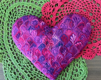 Have a Heart Hot/Cold pack - 100% cotton fabric, microwavable, sore muscle/headache relief, first aid, relaxation, spa, boo boo, purple ink