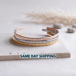 Bracciale rigido personalizzato con incisione / Bracciale con mantra personalizzato / Bracciale coordinato per coppie / Regalo motivazionale