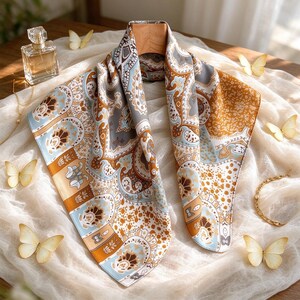 Satin Scarf: Square Silk Scarf with Hand-Finished Edges