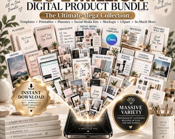 400M+ Digital Product Bundle, PLR Resell Rights, Canva Templates, T-Shirt Designs (Instant Download)