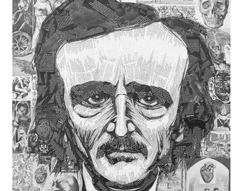 Poe, limited edition giclee print of Edgar Allen Poe collage