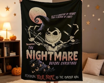 Personalized Pumpkin King Blanket Custom Name Halloween Throw Gothic Cozy Gift