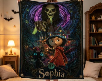 Personalized Kids Blanket Custom Name Cozy Throw Blanket Birthday Gift Halloween Room Decor