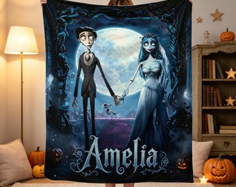 Personalized Throw Blanket, Gothic Halloween Blanket, Custom Name Kids Blanket, Dark Fairytale Gift, Birthday Gift for Girls