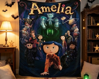 Personalized Dark Fantasy Fleece Blanket, Custom Name Kids Throw, Spooky Bedroom Decor, Gothic Cozy Blanket, Halloween Gift for Kids