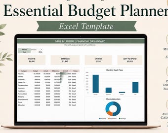 Excel Budget Planner | Monthly Budget, Expense, Bills & Savings