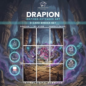 Drapion 97/88 förlängd pärm med konst | Utskrivbar TCG-insats med 9 fickor | Pokémon-kortdisplay | Dark Poison alternativ konstsamlargåva