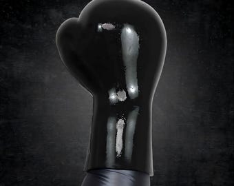 Pair of Black Silicone Fist Gloves - High Elasticity Glossy Fetish Mitts