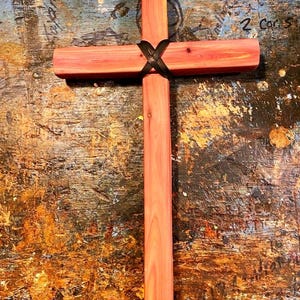 Hand Carved Cedar Cross: Rustic Wood Wall Art (11.5" Tall)