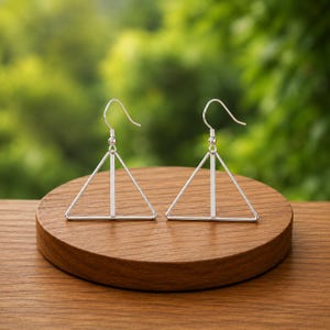 Hoop Earring Set, 925 Sterling Silver Triangle Shape Dangle Drop Earrings, Gift For Women