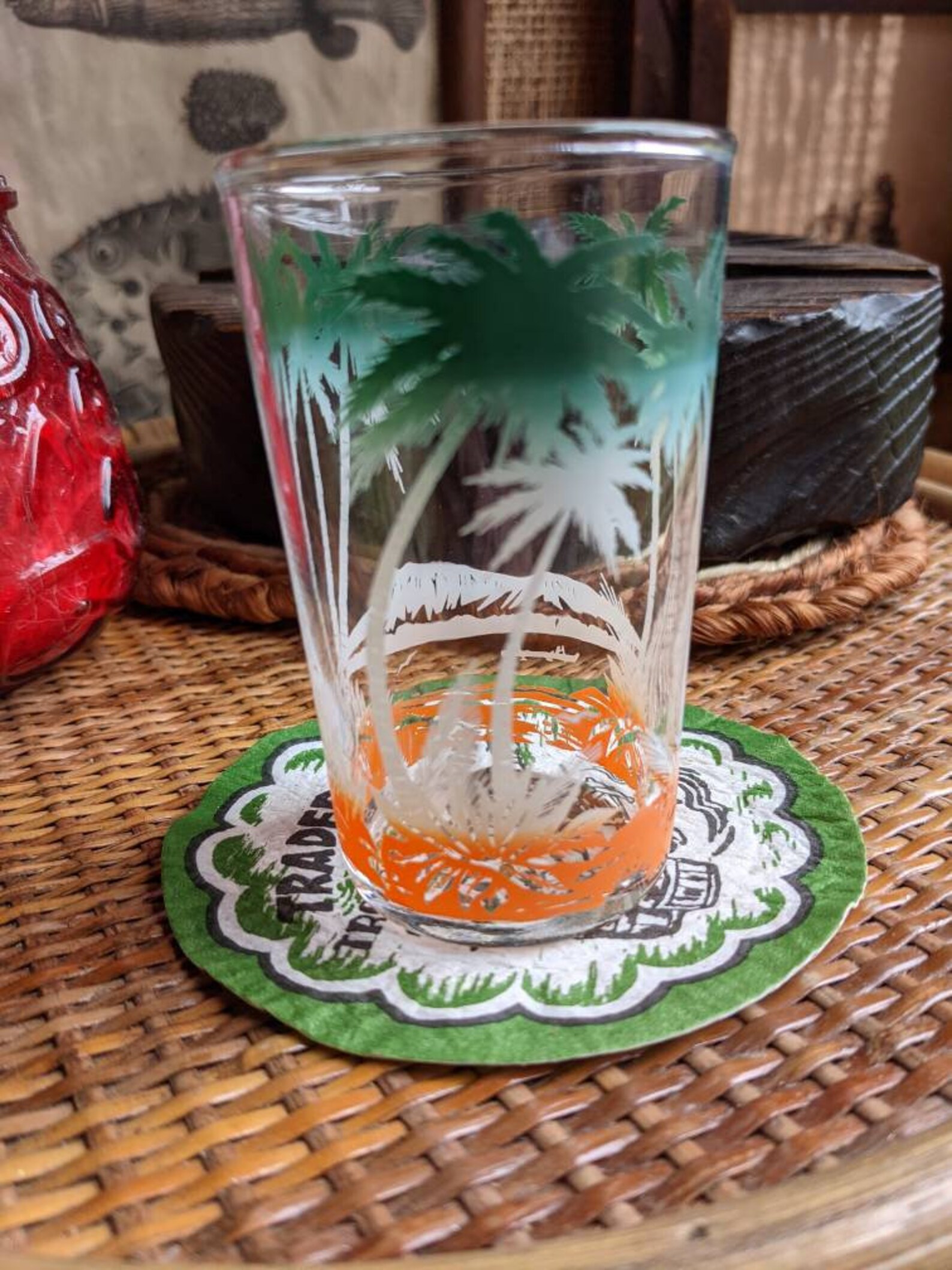 Vintage Palm Tree Shot Glass Etsy