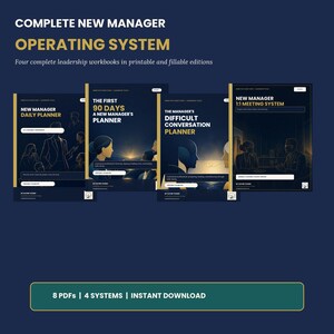 Sistema operativo completo para nuevos gerentes / Planificador diario, primeros 90 días, conversaciones difíciles, reuniones individuales.