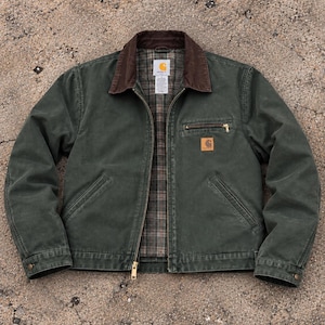 Giacca vintage Carhartt Detroit J97 / Abbigliamento da lavoro in tela di cotone verde muschio