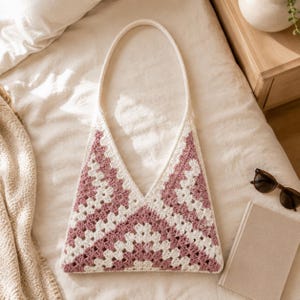Patron PDF de sac carré bohème au crochet, sac bandoulière débutant, taille ajustable, téléchargement instantané