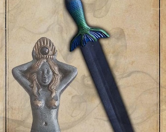 Mary Morgan foam LARP dagger for live action role playing or cosplay. Blue version.