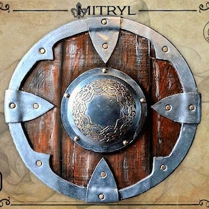 Handmade Viking Wooden Shield for LARP Battle, Battle Ready Norse Warriors Cosplay Prop image 1