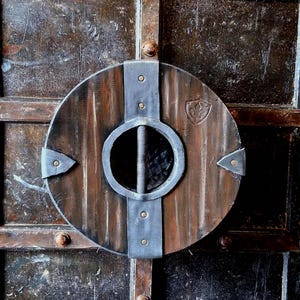 Handmade Viking Wooden Shield for LARP Battle, Battle Ready Norse Warriors Cosplay Prop image 5