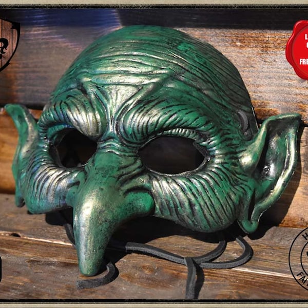 Half goblin/witch mask for LARP, cosplay and halloween. Warhammer and Dugeons and Dragons. *TAX INCLUDED*