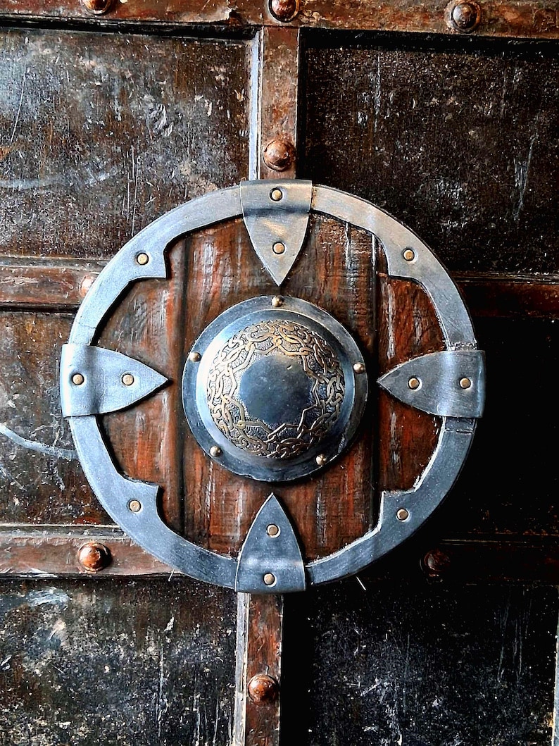 Handmade Viking Wooden Shield for LARP Battle, Battle Ready Norse Warriors Cosplay Prop image 4
