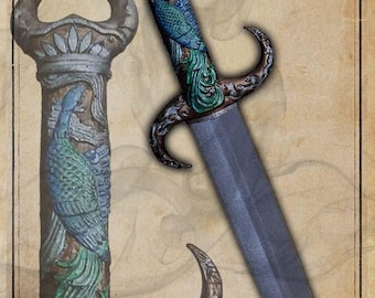 Hunter's dagger peacock version. Foam LARP dagger for live action role playing or cosplay. *TARRIFS INCLUDED*
