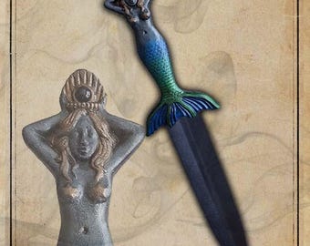 Mary Morgan foam LARP poniard for live action role playing or cosplay. Blue version.