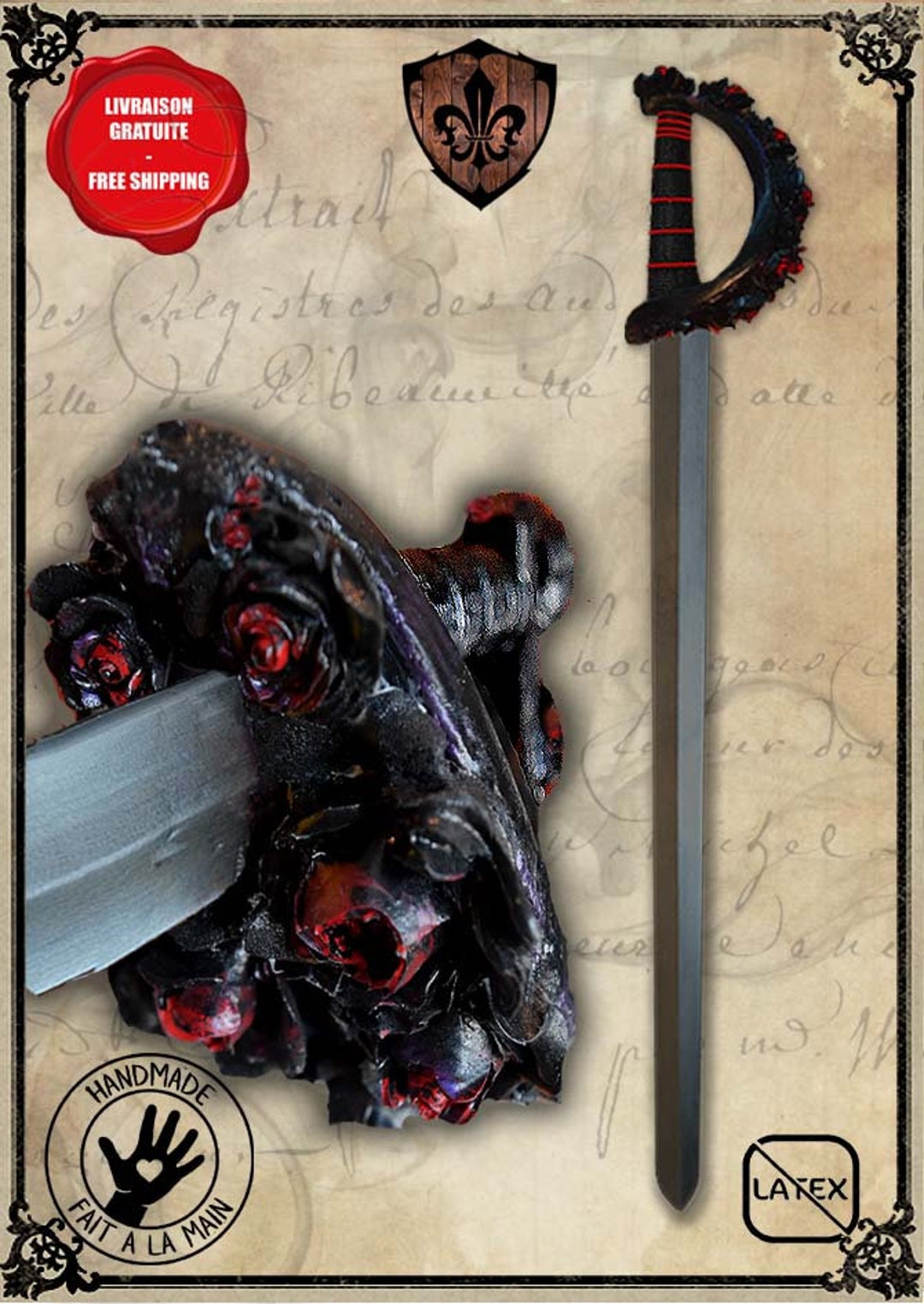Larp Roses De La Rose Foam LARP Sword: Handmade Cosplay Role Playing - Etsy UK