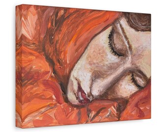 Retrato de mulher em repouso em tela fosca