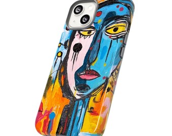 Capa protetora com arte abstrata para iPhone, Samsung e Google Pixel – Dupla camada de durabilidade