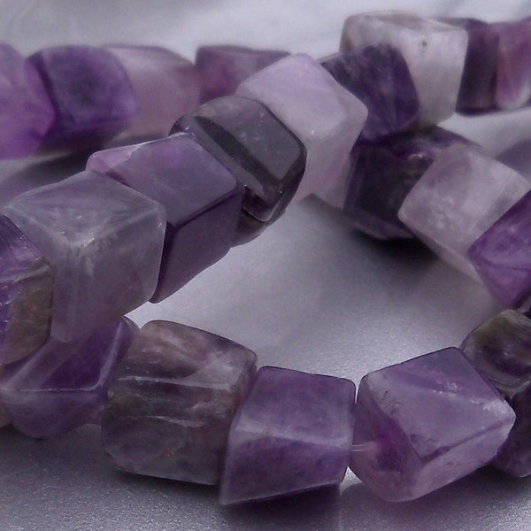 Large Amethyst Nugget Cubes 16 Inch Strand