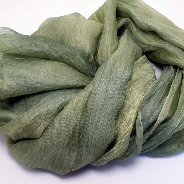 100%Pure Silk Scrim Silk Hand-dyed Olive Grab color Craft Fabric For Nuno Felting Art Supplies 3 yards