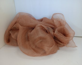 100% Pure Marginal Sparse Scrim Silk Hand-dyed Light Brown color  color Craft Fabric For Nuno Felting Art Supplies