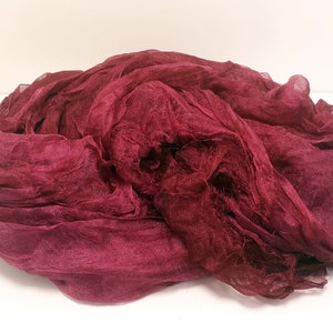 100% Pure Marginal Sparse Scrim Silk Hand-dyed Sangria color  color Craft Fabric For Nuno Felting Art Supplies