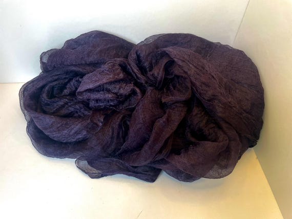 100%Pure Silk Scrim Silk Hand-dyed Black color Craft Fabric For Nuno Felting Art Supplies 3 yards