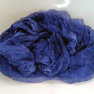 100%Pure Silk Scrim Silk Hand-dyed Navy color Craft Fabric For Nuno Felting Art Supplies 3 yards