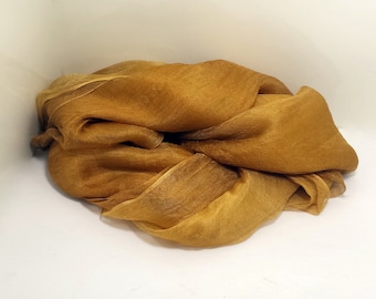 Margilan silk Scrim 31&quot; 80 cm 100% Natural Silk Scrim Fabric for Nuno felting textile Toffee color ART018