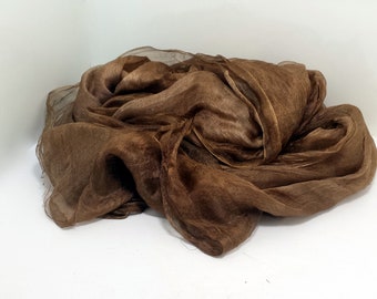 100%Pure Silk Scrim Silk Hand-dyed Chestnut color Craft Fabric For Nuno Felting Art Supplies 3 yards ART030