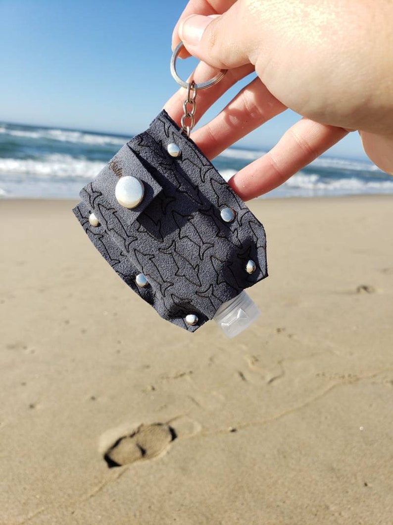 Shark Suede Refillable Sanitizer Key Chain