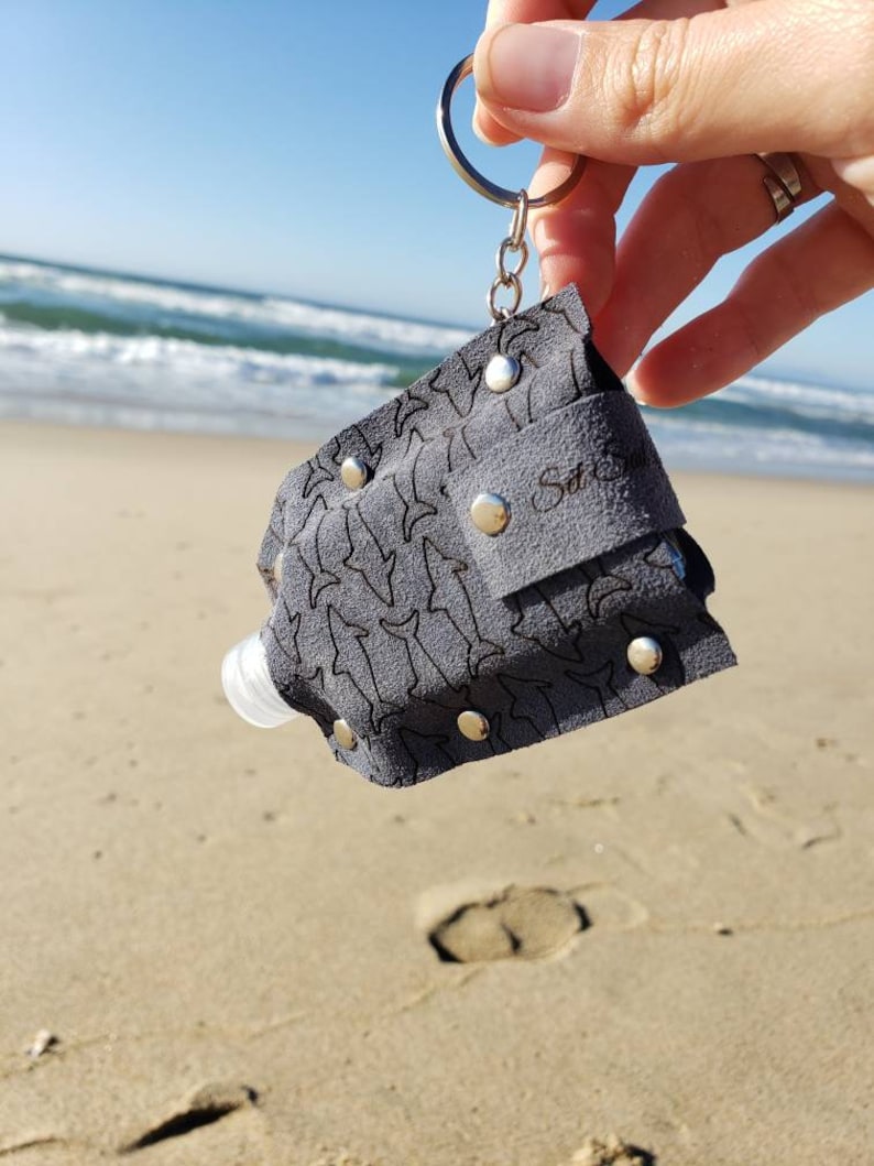 Shark Suede Refillable Sanitizer Key Chain