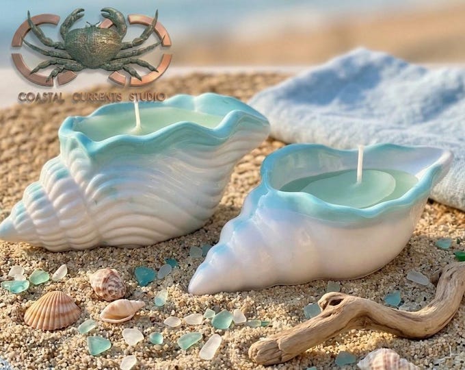 Cerulean Coast Shell Candle Pair