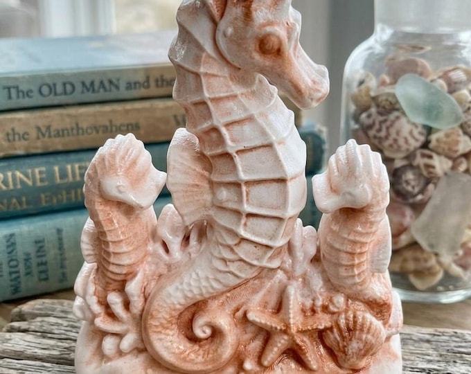 Three Tides Coastal Decor – Handcrafted Resin Seahorse Family Paperweight