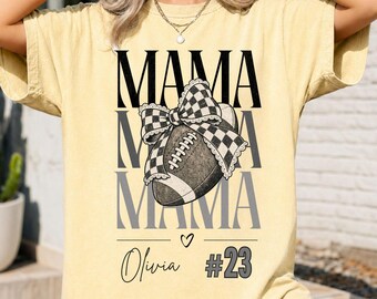 Personalized Football Mom Shirt, Custom Football Mama Shirt, Player Name Number Shirt, Comfort Colors Football Shirt, Game Day Mom Tee
