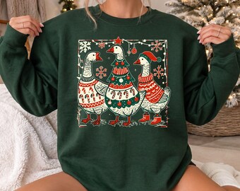 Christmas Goose Shirt & Sweatshirt, Funny Festive Geese Holiday Tee, Goose Lover Gift