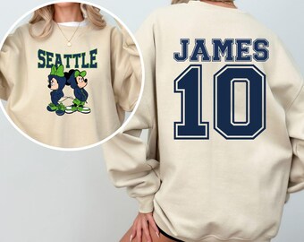 Personalized Seattle Football Sweatshirt, Custom Name Number Crewneck, Front Back Game Day Gift