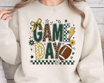 Game Day Football Sweatshirt & Shirt, Leopard Print Sunday Football Tee, Football Fan Gift for Her