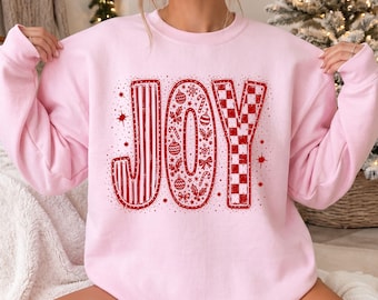 Christmas Joy Shirt & Sweatshirt, Retro Checkerboard Holiday Tee, Christmas Gift