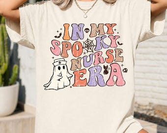 Halloween Nurse Shirt, In My Spooky Nurse Era Comfort Colors Tee, Funny Ghost Nursing Gift