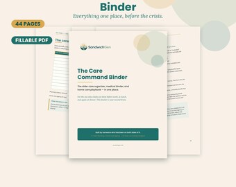 Carpeta para cuidadores de padres mayores, organizador imprimible y rellenable para el cuidado de personas mayores, carpeta médica de 44 páginas y planificador de cuidados para personas mayores, descarga instantánea.